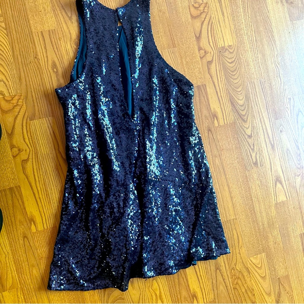 Free People Royal Blue Sequin Halter Top Mini Dress (size S)